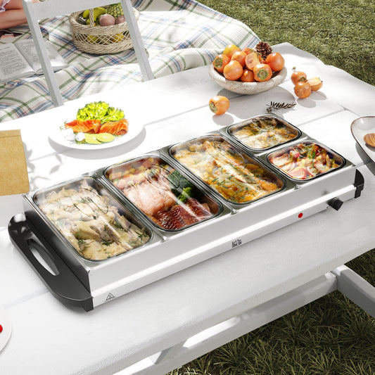 Electric Food Warmer 5 Tray, 9.2L Portable Buffet Server and Warming Tray with Lids, Adjustable Temperature Control and Cool Touch Handles