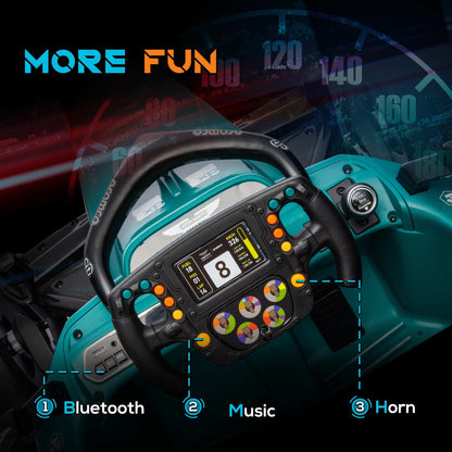 AIYAPLAY 12V Official Licensed Aston Martin Electric Go Kart, Kids Ride On F1 Racing with Shock-Absorbing Wheels, Bluetooth, Music Horn, Green