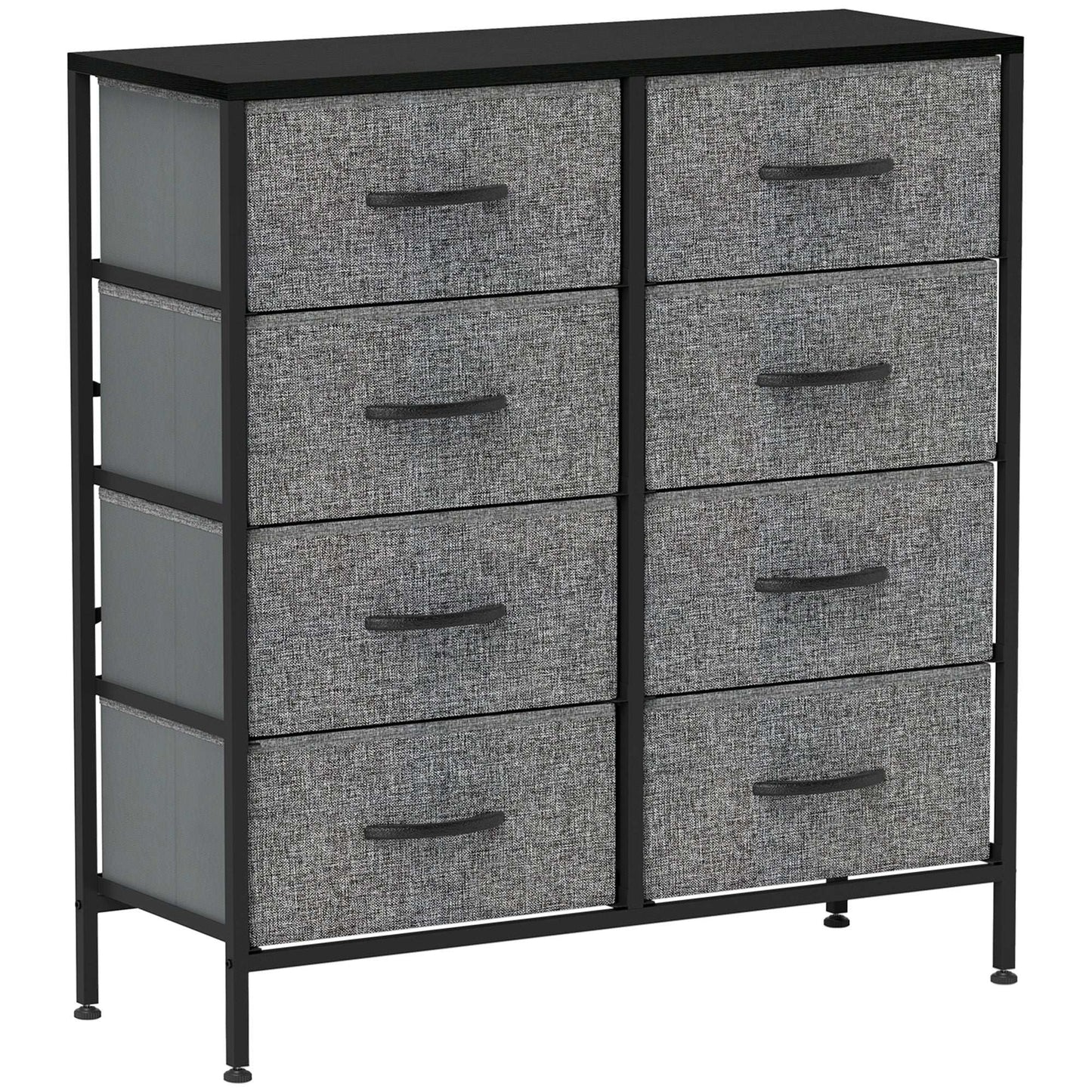 Fabric Chest of Drawers, Storage Bedroom Dresser with 8 Fabric Drawers, Steel Frame and Wooden Top for Nursery, Living Room, Hallway, Black