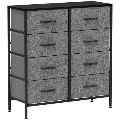 Fabric Chest of Drawers, Storage Bedroom Dresser with 8 Fabric Drawers, Steel Frame and Wooden Top for Nursery, Living Room, Hallway, Black