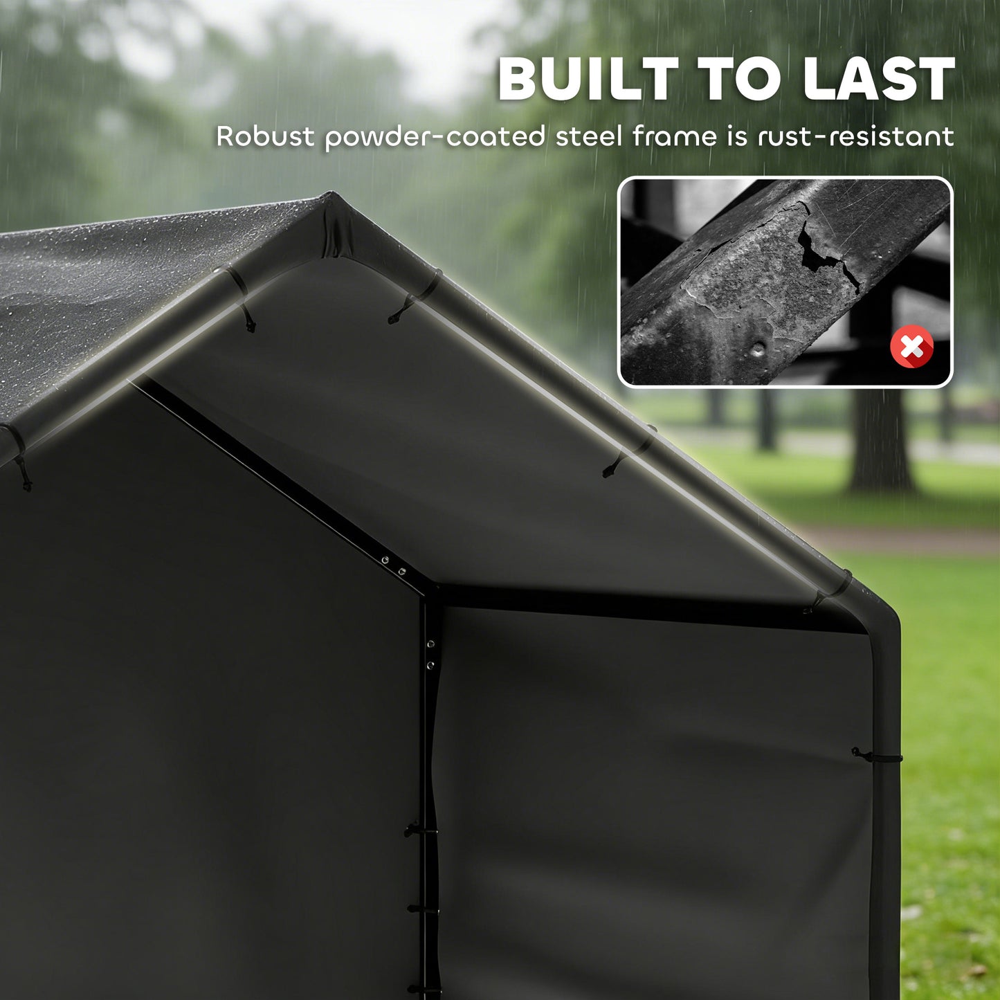 Outdoor Dog Shade Shelter | 420D Oxford Canopy | UV & Rain Resistant | Powder-Coated Steel Frame | Slanted Roof | Large Dogs up to 30kg | 125 x 110 x 93cm | Black