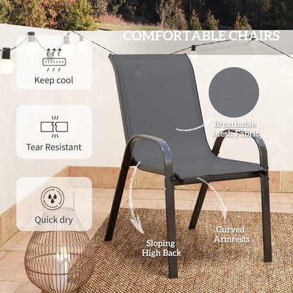 Outsunny Three-Piece Outdoor Garden Furniture Dining Set - Grey