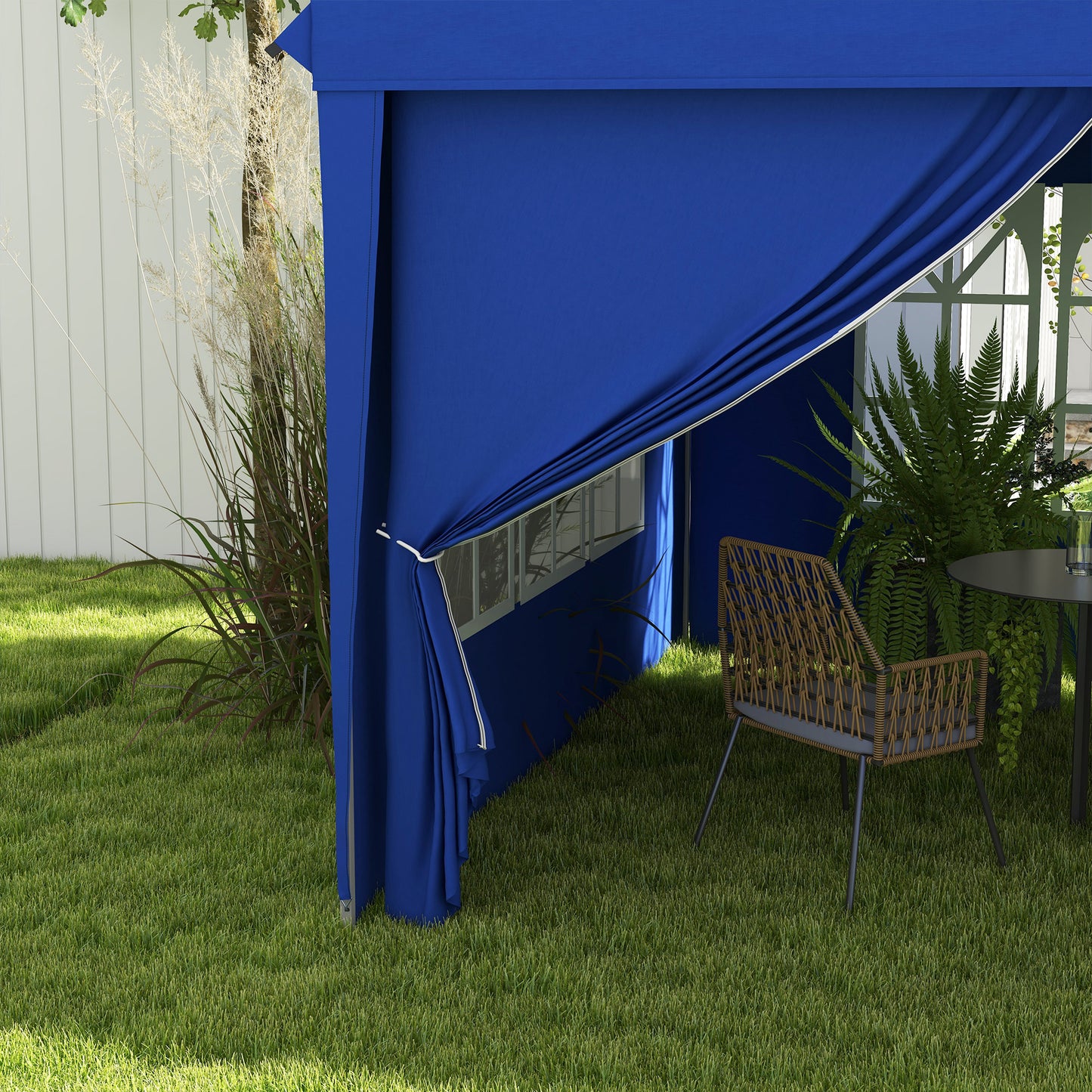 Outsunny 3 x 6m Pop-Up Gazebo, with Curtain Walls and Windows - Blue