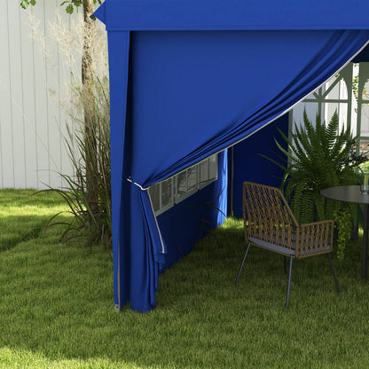 Outsunny 3 x 6m Pop-Up Gazebo, with Curtain Walls and Windows - Blue