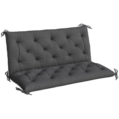 2-Seater Bench & Swing Chair Cushion | 12cm Thick PP Cotton | Tie Fastenings | Water & Stain Resistant | Indoor & Outdoor | 120 x 110cm | Black