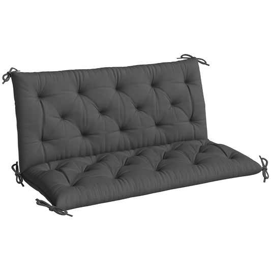 2-Seater Bench & Swing Chair Cushion | 12cm Thick PP Cotton | Tie Fastenings | Water & Stain Resistant | Indoor & Outdoor | 120 x 110cm | Black