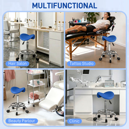 Salon Saddle Stool, Rolling Saddle Chair for Massage, Spa, Clinic, Beauty, Hairdressing and Tattoo