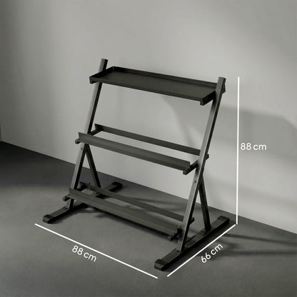 SPORTNOW 3-Tier Adjustable Dumbbell Rack, Heavy-Duty Weight Rack for Dumbbells, Kettlebells and Multiple Balls, Space-Saving Weight Storage Stand for Home Gym, 200 KG Capacity