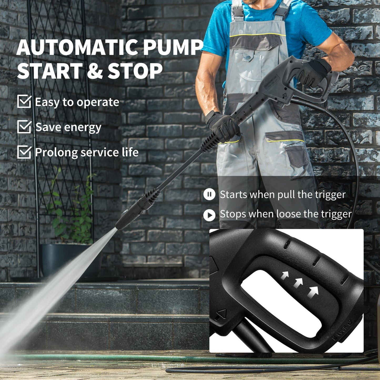 Outsunny 1800W High Pressure Washer, 150 Bar Pressure, 420 L/h Flow, Portable Electric Power Washer Jet Wash Cleaner with Adjustable Nozzle, 6M Hose