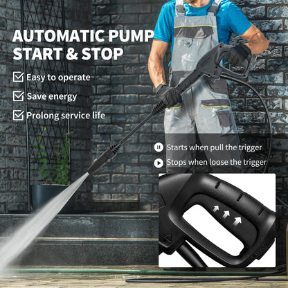 Outsunny 1800W High Pressure Washer, 150 Bar Pressure, 420 L/h Flow, Portable Electric Power Washer Jet Wash Cleaner with Adjustable Nozzle, 6M Hose