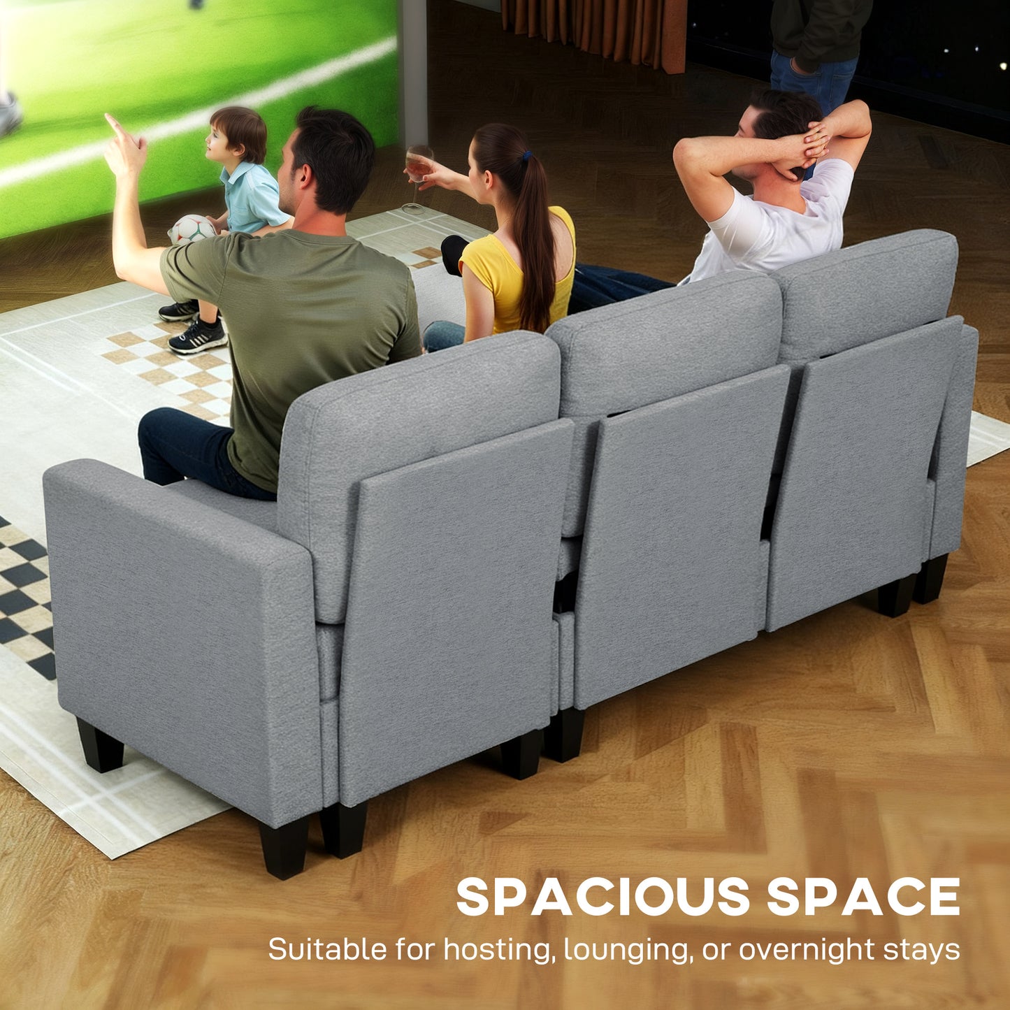Three-Seater Storage Sofa Bed - Grey