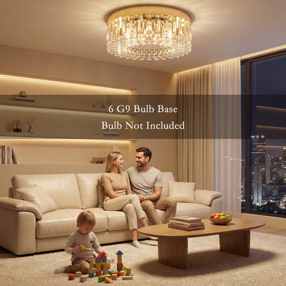 Crystal Chandelier | 160 Crystal Pendants | 6-Light G9 | Ø40cm | 10-40m² | Gold Tone