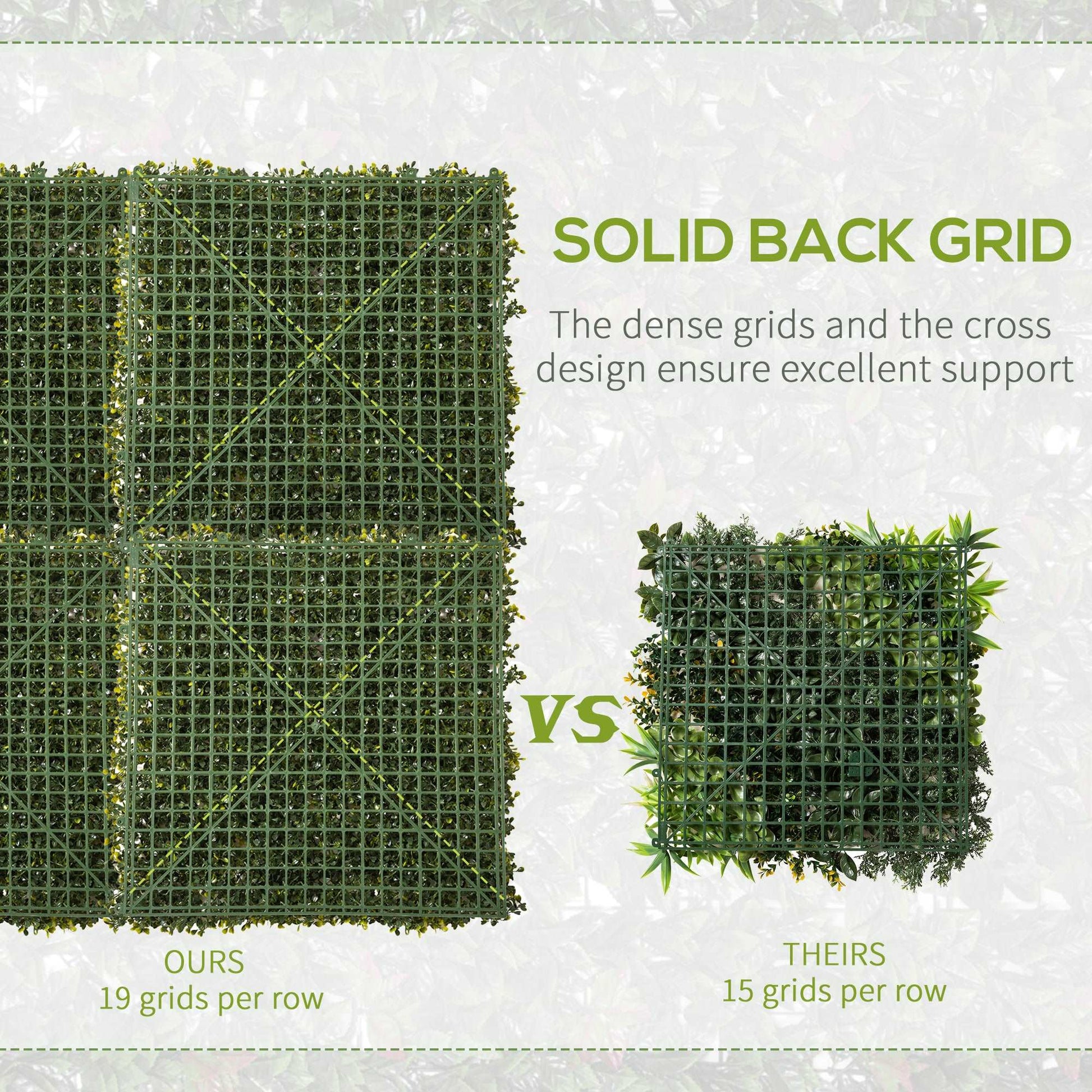 12 Pieces Artificial Boxwood Wall Panels 50cm x 50cm Grass Privacy Fence Screen Faux Hedge Greenery Backdrop Encrypted Milan Grass