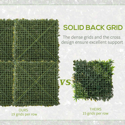 12 Pieces Artificial Boxwood Wall Panels 50cm x 50cm Grass Privacy Fence Screen Faux Hedge Greenery Backdrop Encrypted Milan Grass