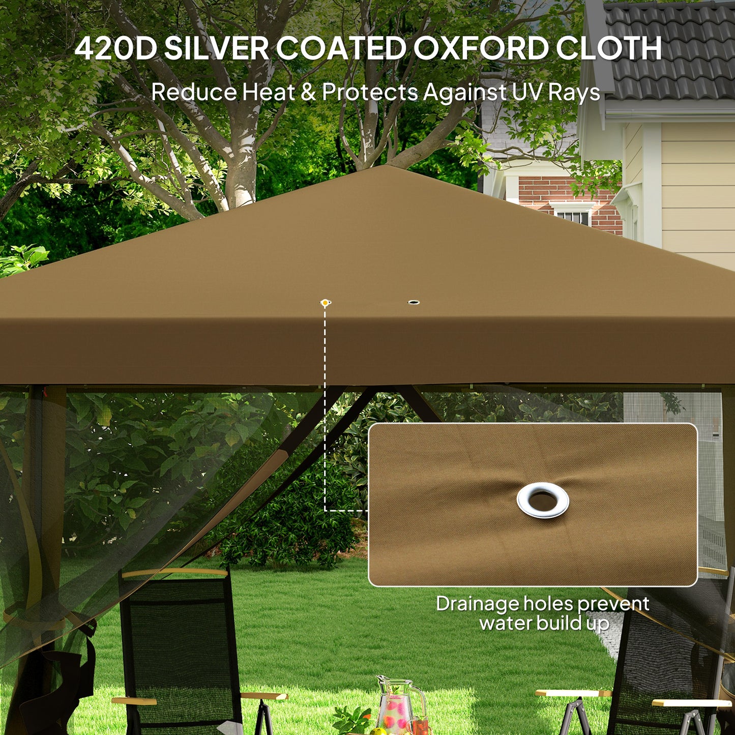3 x 3 m Pop Up Gazebo, 420D Garden Tent Canopy with Removable Mesh Sidewall Netting, Carry Bag for Garden Patio Outdoor