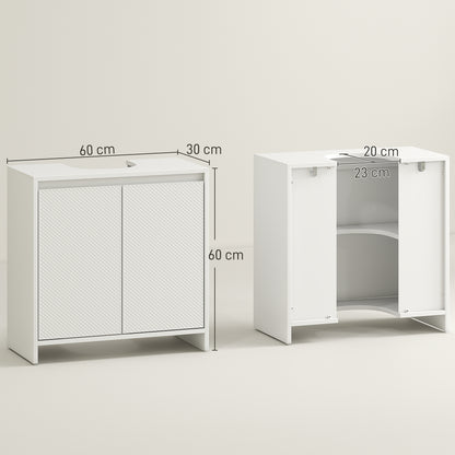 Under Sink Bathroom Cabinet, Freestanding Under Sink Cabinet with 2 Doors and Shelf for Basin without or with Pedestal, White