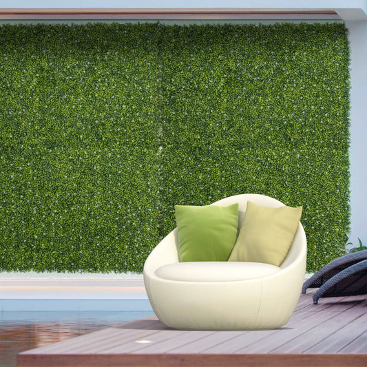 12 Pieces Artificial Boxwood Wall Panels 50cm x 50cm Grass Privacy Fence Screen Faux Hedge Greenery Backdrop Encrypted Milan Grass