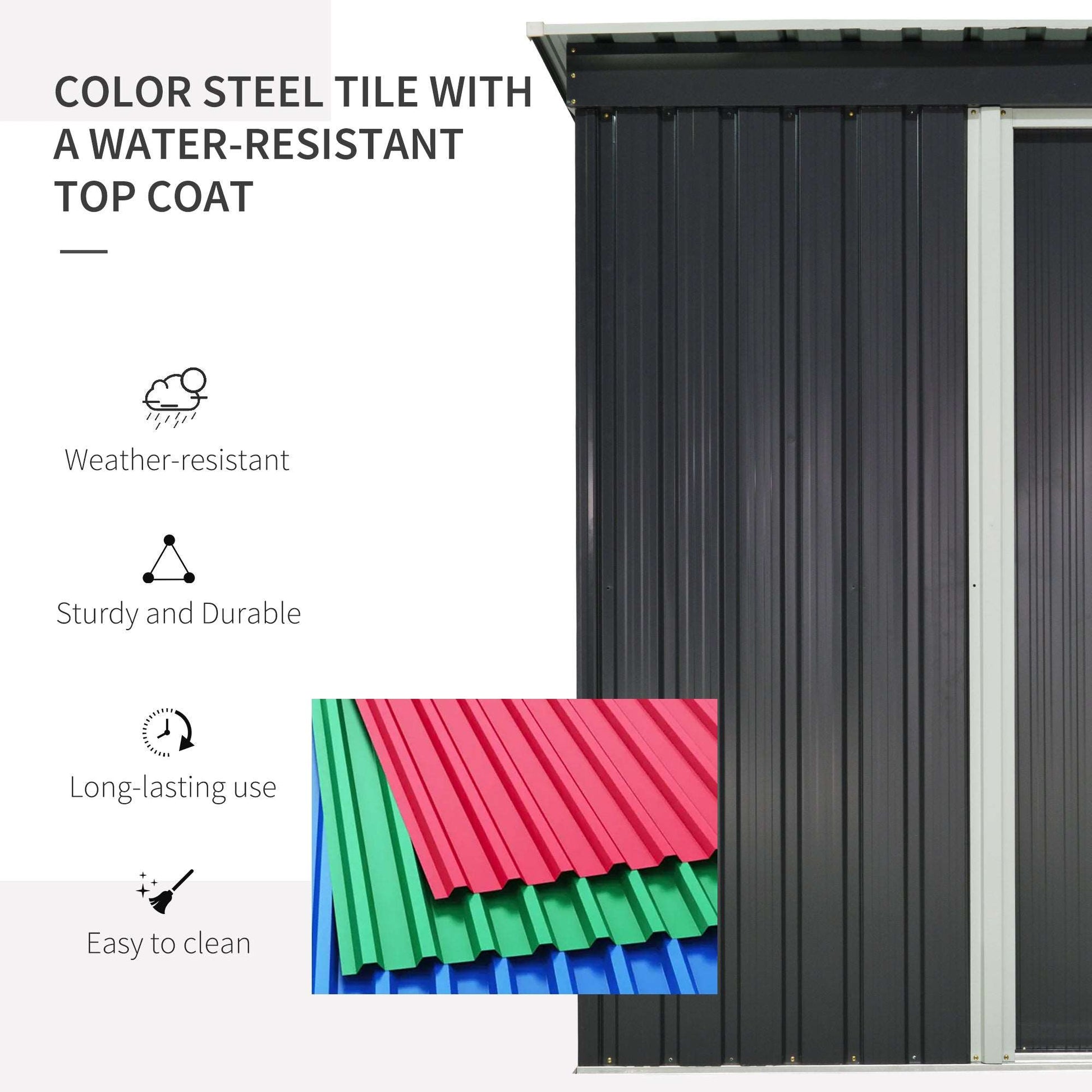 2 x 3ft Garden Storage Shed with Sliding Door and Sloped Roof Outdoor Equipment Tool Backyard, Black