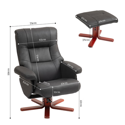 Faux Microfibre Leather Manual Recliner and Footstool Set