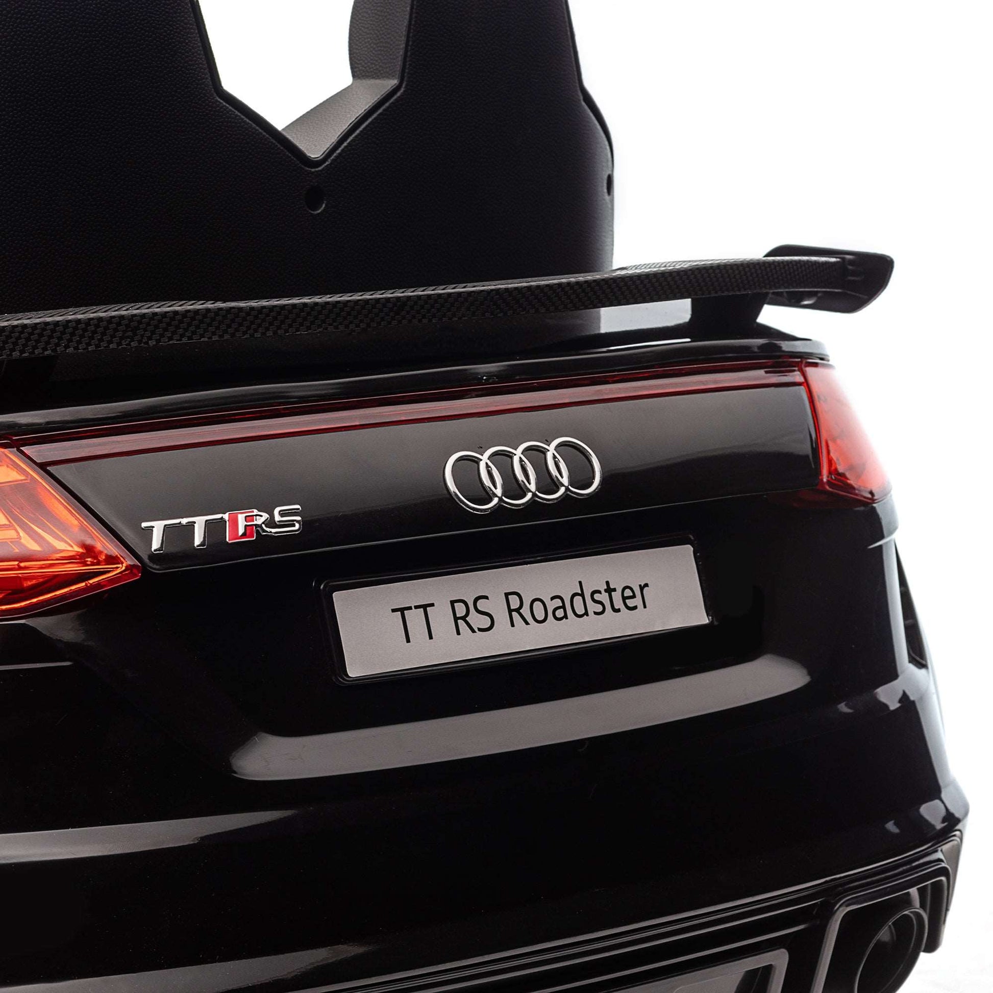 12V Rechargeable Battery Ride On Car w/ Remote Forward Reverse Lights Horn MP3 Player Black w/ Seat Belt Audi TT RS