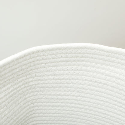 36L Cotton Rope Laundry Basket, with Handles - Cream White