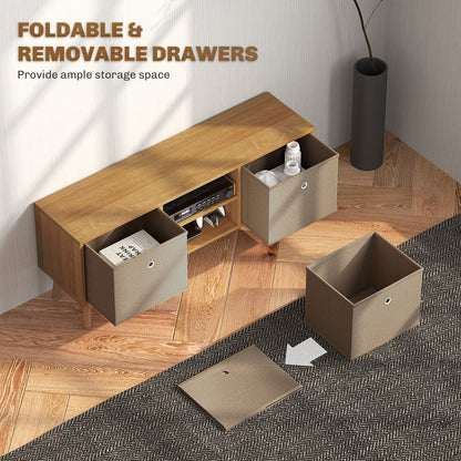 Retro Vintage Style TV Cabinet Stand Unit for TVs up to 50'' with Foldable Drawers, Entertainment Centre for Living Room Brown