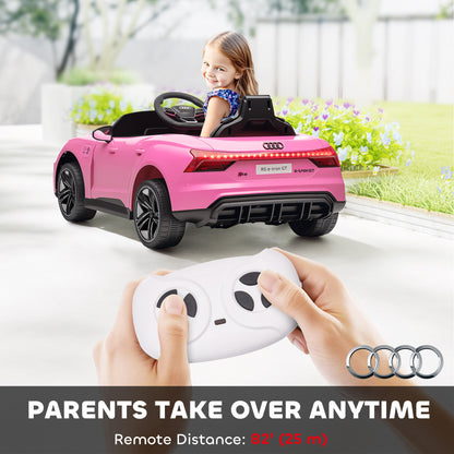 Audi RS E-Tron GT Licensed 12V Kids Electric Ride-On Car, with Remote Control, Suspension System, Lights, Music, Motor - Pink