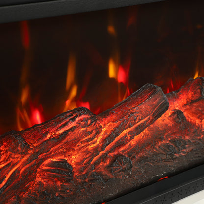 117cm Three-Sided Electric Fireplace Suite | White Surround & Wood-Effect Base | 900/1800W, 12 Flame Colours, Remote & 8-Hour Timer