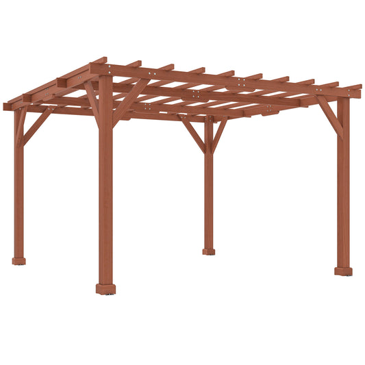Outsunny 3.3 x 3.3(m) Wooden Pergola Kit, Graden Pergola Gazebo Grape Trellis with Stable Structure for Climbing Vines, Flowers