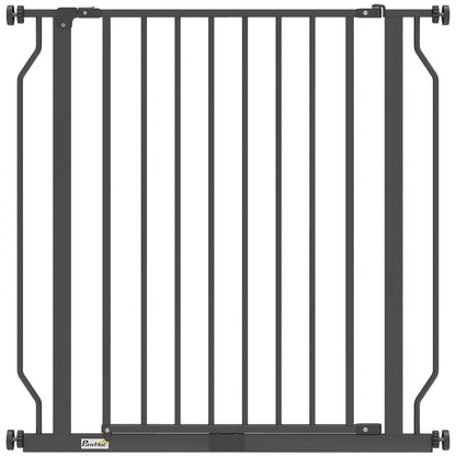 PawHut Extra Wide Dog Gate, with Door Pressure, for Doorways, Hallways, Staircases - White / Black