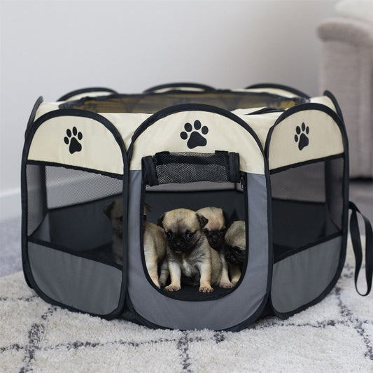 Portable Pop-Up Pet Playpen | 8-Panel | Zip Door | Removable Top | 600D Oxford Cloth & Mesh | 45x66cm Open | Folds Flat | Carry Bag | Indoor & Outdoor