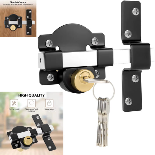 Throw Gate Lock 50mm Both Side Door Lock Stainless Steel Grade Lockable With Rear Double Locking For Yard Garden Doors & 5 Keys