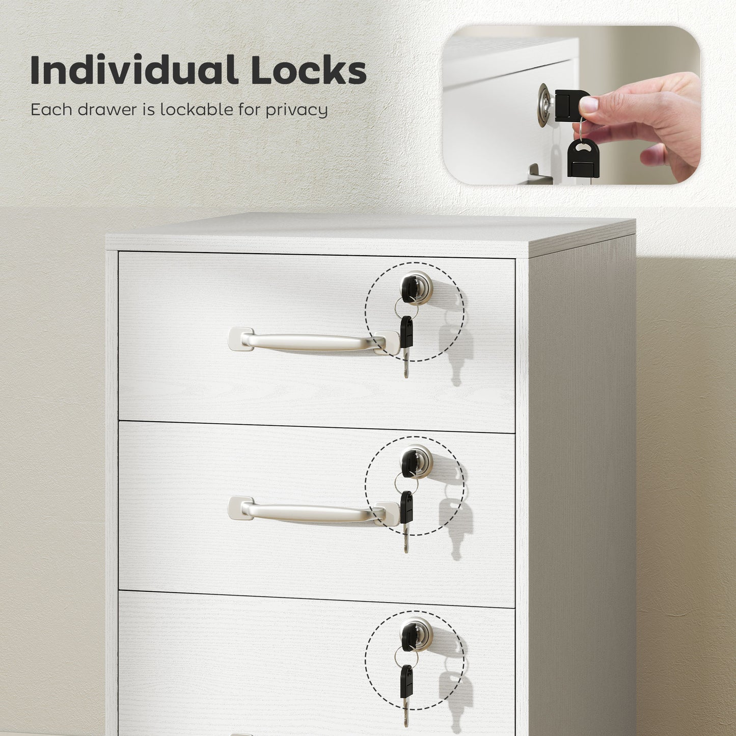 Three Drawer Wood-Effect Filing Cabinet - White