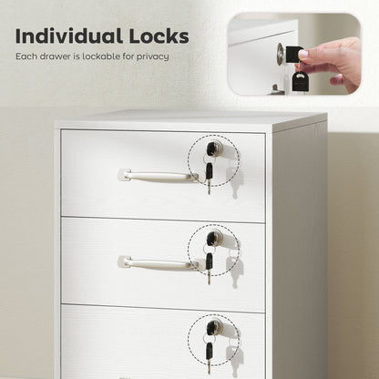 Three Drawer Wood-Effect Filing Cabinet - White