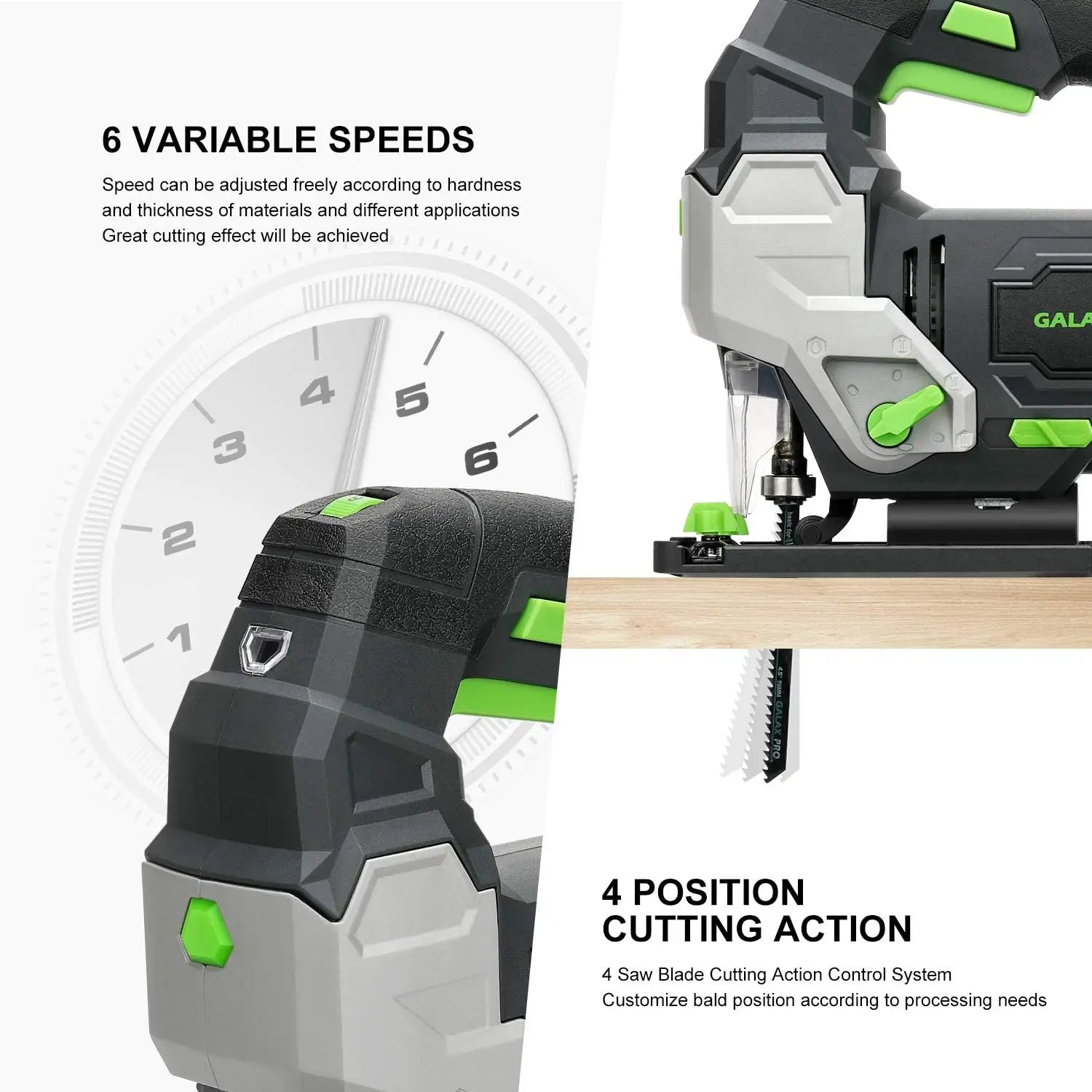 GALAX PRO 800W Powerful Motor Jigsaw Adjustable ±45° Cutting 3000 RPM Electric Saber Saw Wood Tool for DIY Woodworking Chainsaw