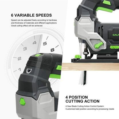GALAX PRO 800W Powerful Motor Jigsaw Adjustable ±45° Cutting 3000 RPM Electric Saber Saw Wood Tool for DIY Woodworking Chainsaw
