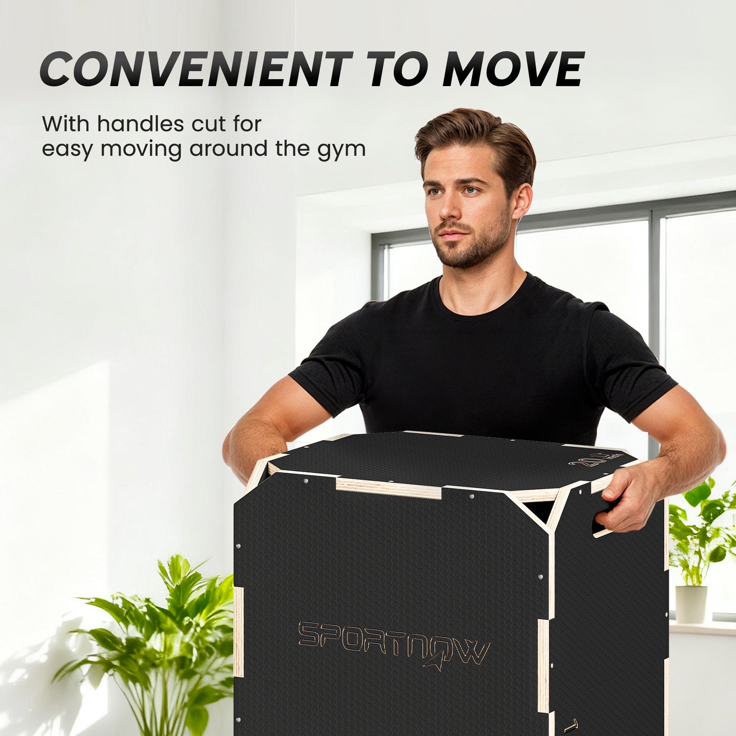 SPORTNOW Non-Slip Plyo Box, Corner-free Wooden Jump Box, 40.5 x 51 x 47.5 cm