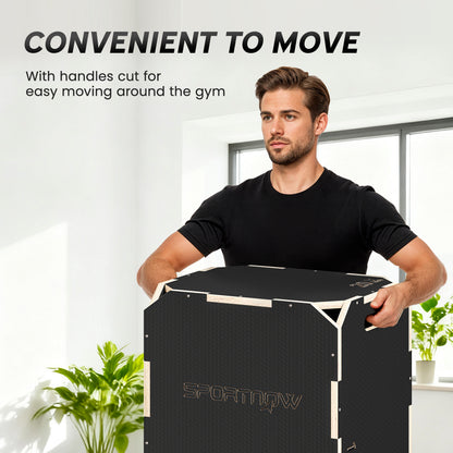 SPORTNOW Non-Slip Plyo Box, Corner-free Wooden Jump Box, 40.5 x 51 x 47.5 cm