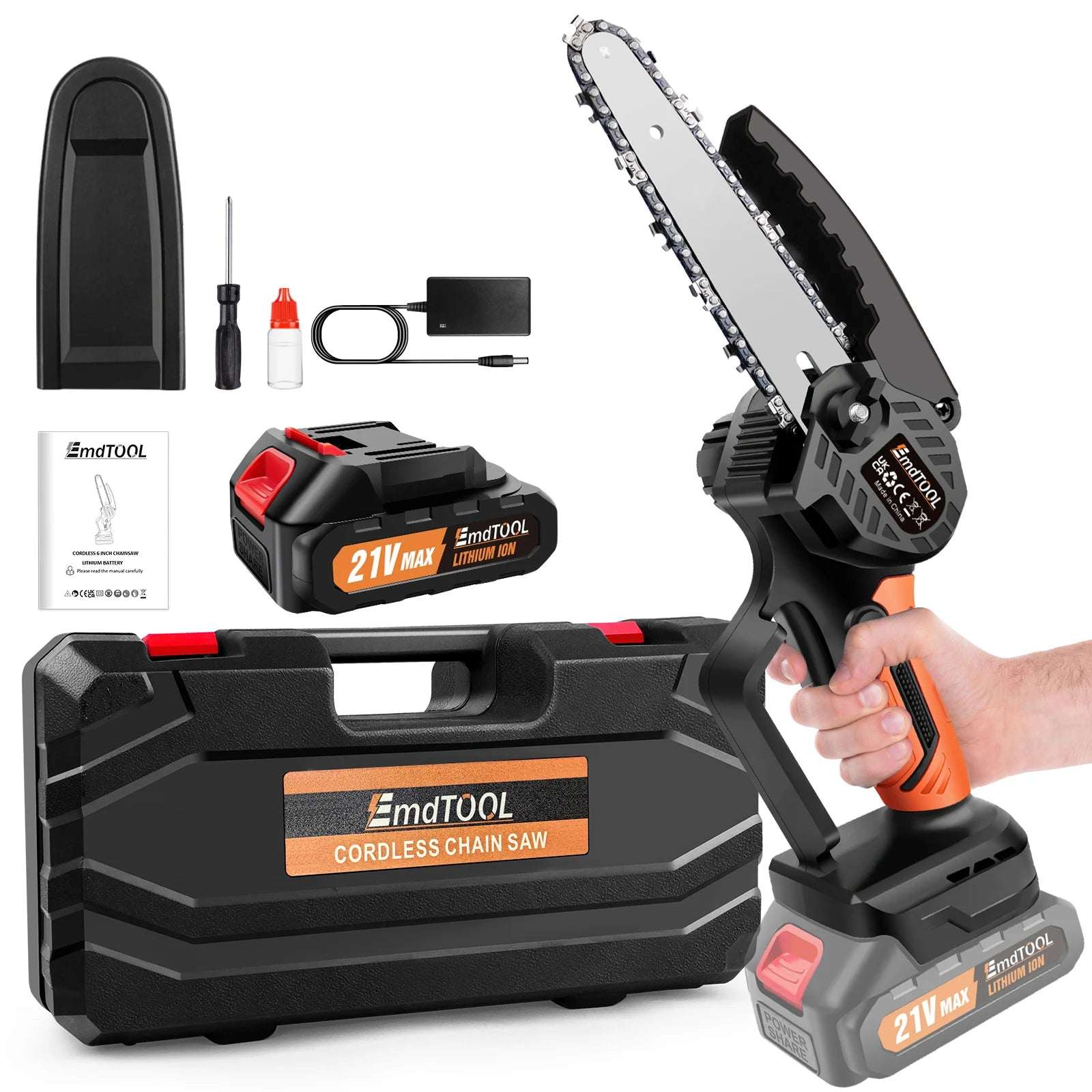 Mini 6 Inch Cordless Chainsaw, Powerful Electric Saw For Cutting Branches, Wood & Trimming 