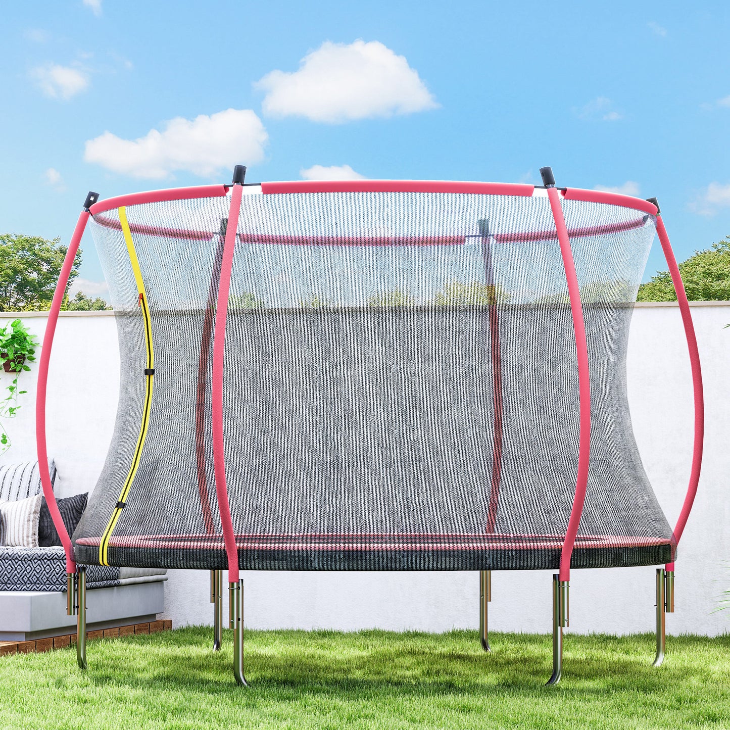 SPORTNOW 10ft Outdoor Trampoline with Enclosure Net, Spring Cover, Pink