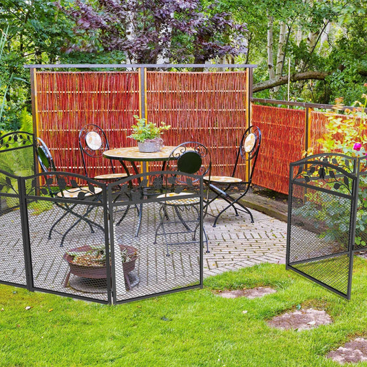 5 Piece Metal Garden Fence Border Rustic Style Decorative Garden Fence Animal Barrier, Landscape Pathway Edge Iron Fence Panels