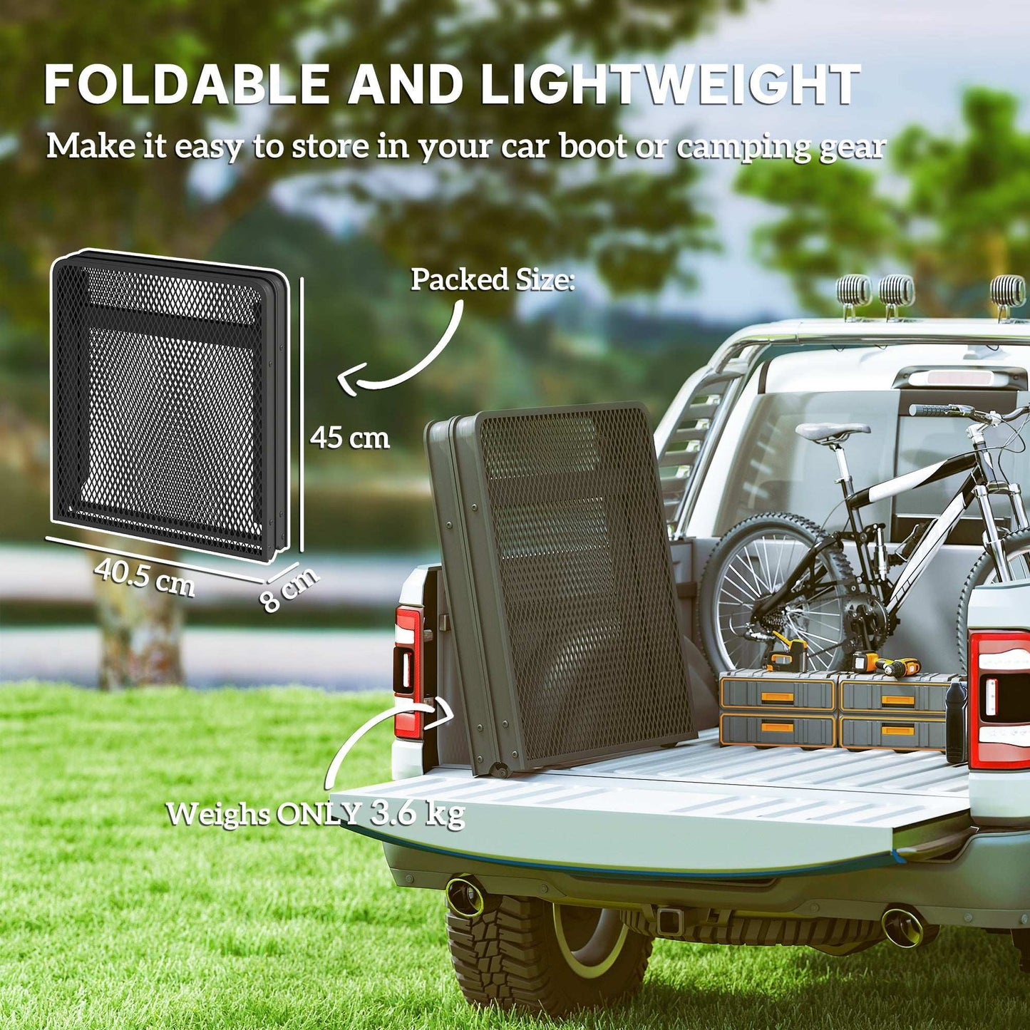 3 ft Folding Camping Table w/ Adjustable Heights, Outdoor Folding Picnic BBQ Table with Metal Mesh Desktop & Aluminium Legs, Lightweight