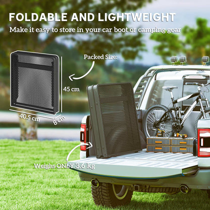 3 ft Folding Camping Table w/ Adjustable Heights, Outdoor Folding Picnic BBQ Table with Metal Mesh Desktop & Aluminium Legs, Lightweight