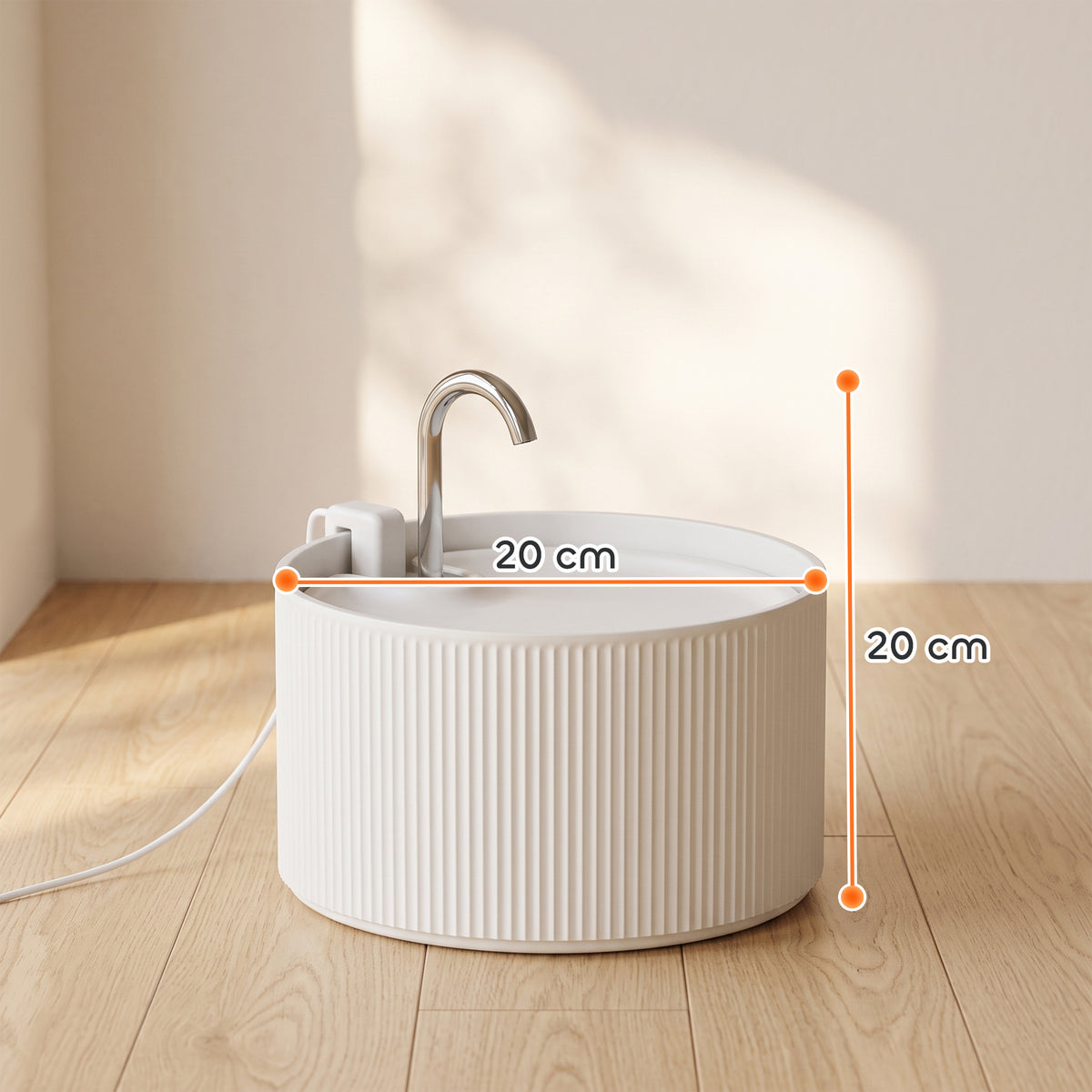Ceramic Cat Water Fountain 2.2L | BPA-Free Dishwasher-Safe | Tap-Style Flow & Bubbling Mode | 4-Layer Filtration | Under 20dB Ultra-Quiet Pump | White | 20x21x20cm | For Cats & Dogs