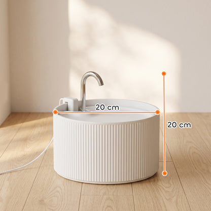 Ceramic Cat Water Fountain 2.2L | BPA-Free Dishwasher-Safe | Tap-Style Flow & Bubbling Mode | 4-Layer Filtration | Under 20dB Ultra-Quiet Pump | White | 20x21x20cm | For Cats & Dogs