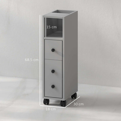 Kleankin Slimline Bathroom Storage Cabinet - Grey