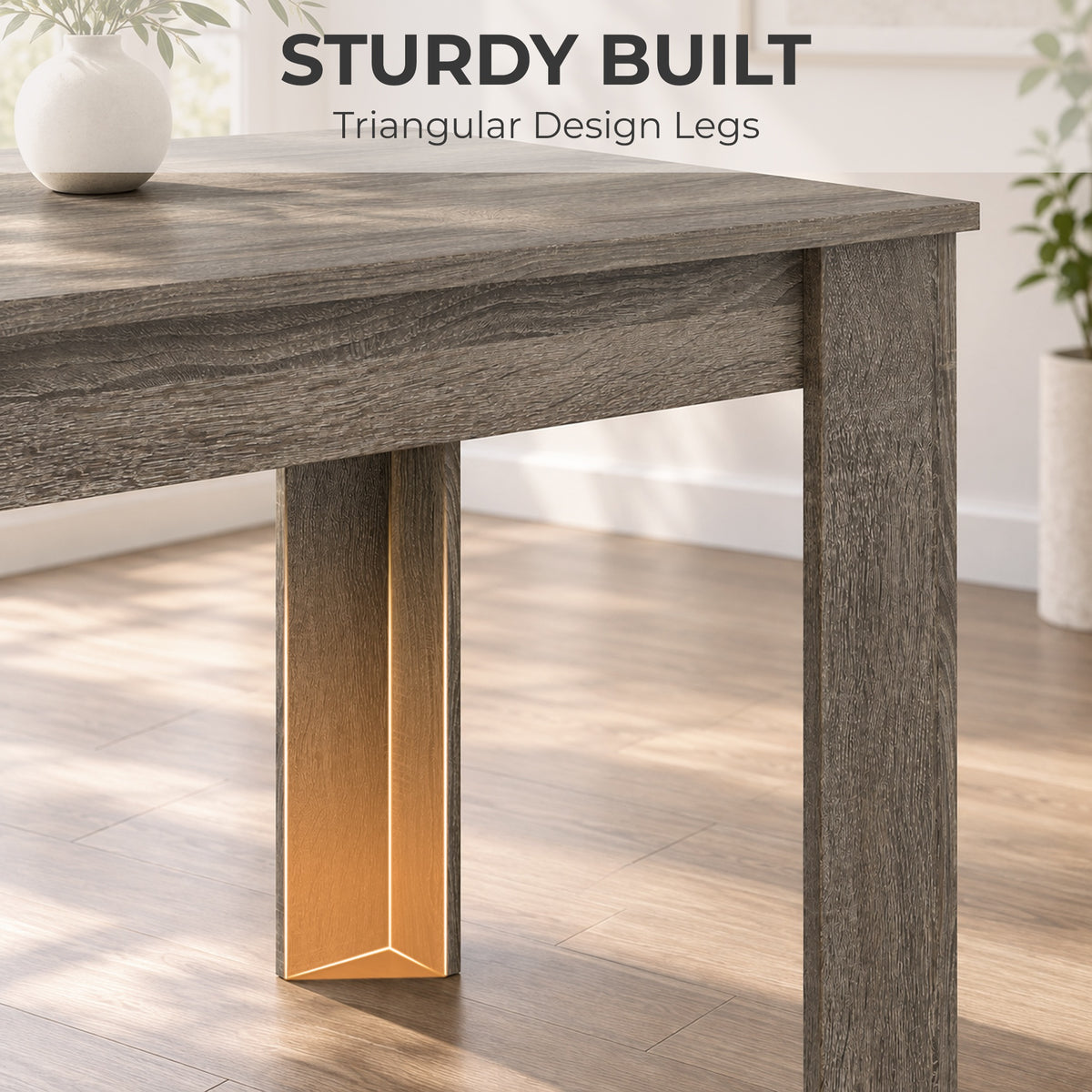 3 Piece Dining Table & 2 Bench Set | 110 x 70cm Table | Tuck-Under Seating for Up to 4 | Grey Wood Effect