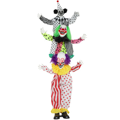 Life Size Stackable Halloween Animated Clown with Red Light Up Eyes, Sound Activated Scary Halloween Decorations, Battery Operated, Indoor Party Props