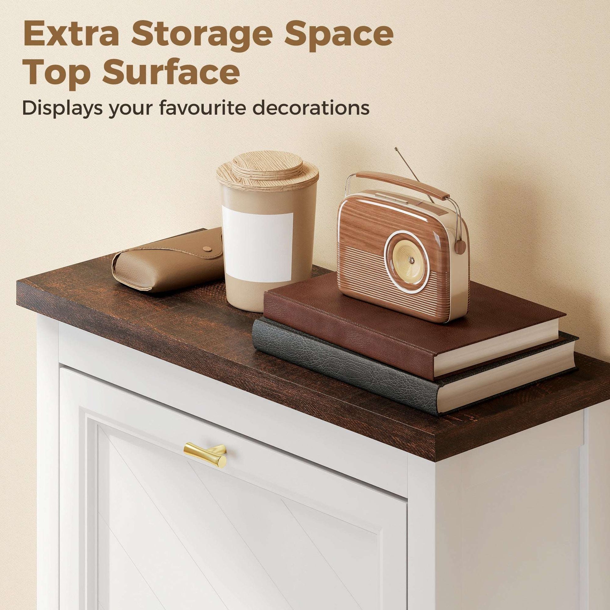 Farmhouse Narrow Shoe Cabinet | 3 Flip Drawers | Adjustable Shelves | 12-18 Pairs | Slim 26.5cm Depth | Max UK 9.5 | Anti-Tipping | MDF | 60x26.5x133.7cm | White