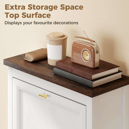 Farmhouse Narrow Shoe Cabinet | 3 Flip Drawers | Adjustable Shelves | 12-18 Pairs | Slim 26.5cm Depth | Max UK 9.5 | Anti-Tipping | MDF | 60x26.5x133.7cm | White
